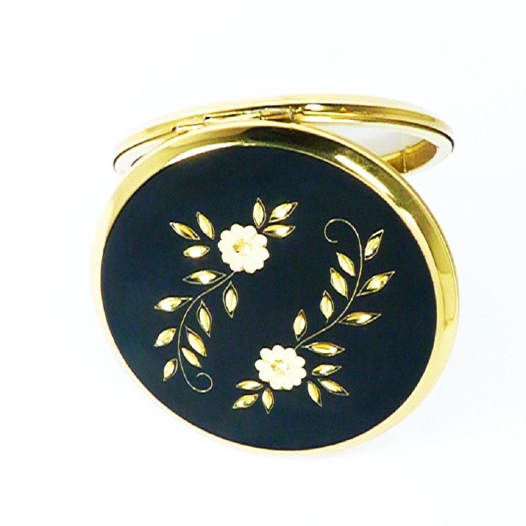 Vintage Black And Gold Stratton Powder Compact