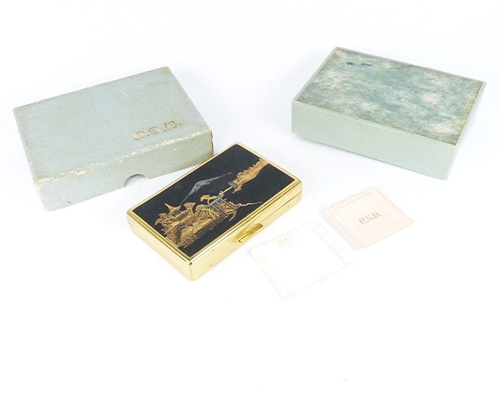 Vintage Damascene Chokin Powder Box 50s Era