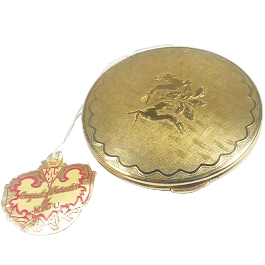 Vintage Kigu Powder Compact Leaping Deer