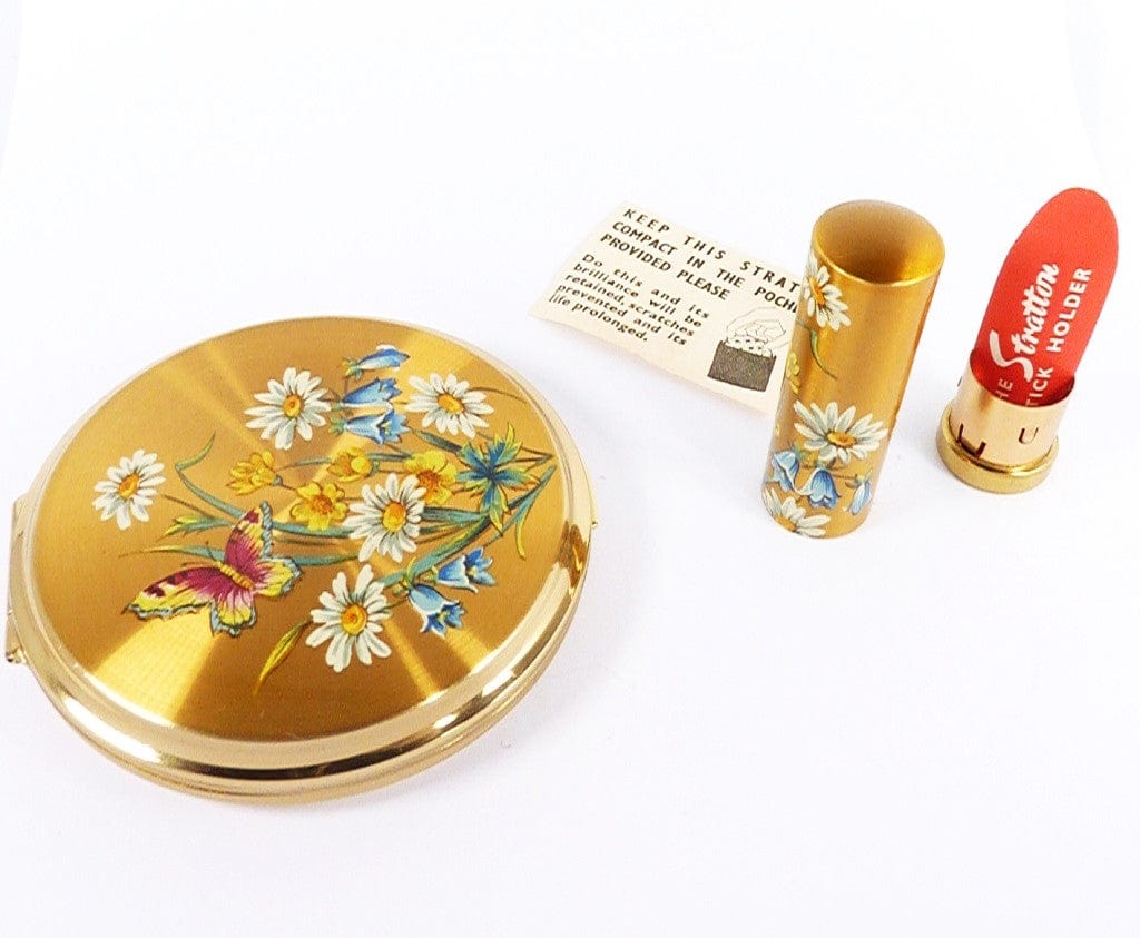 Vintage Lipstick Holder Stratton Brand Vanity Set