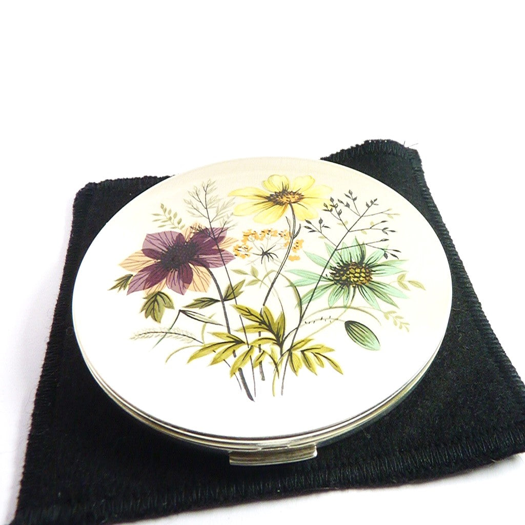 Vintage Makeup Compact Pastel Flowers