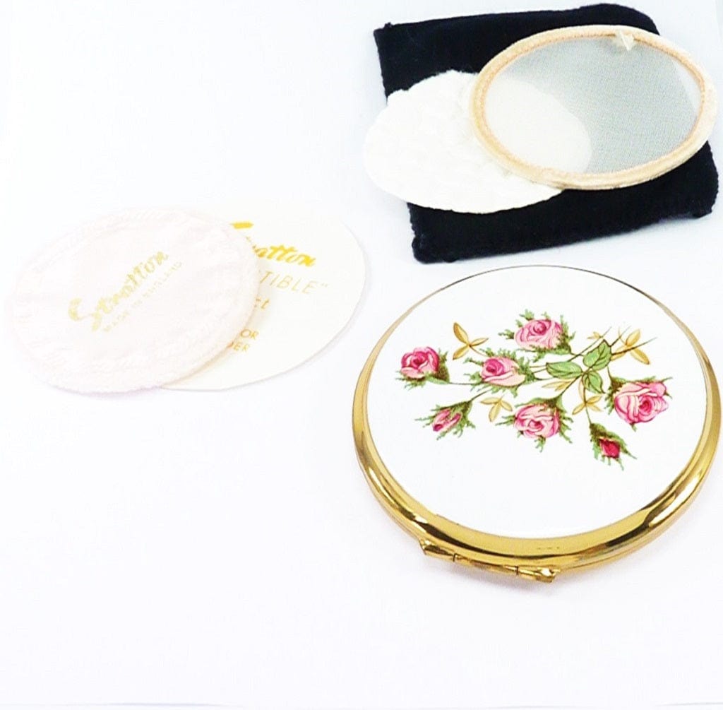 Vintage Makeup Compact Pink And White
