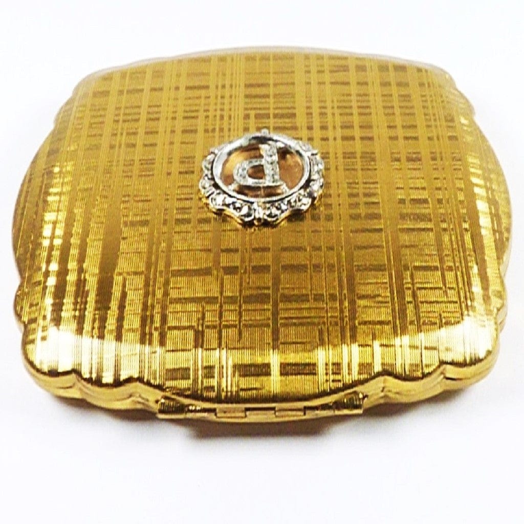 Vintage Makeup Mirror Compact Initial P