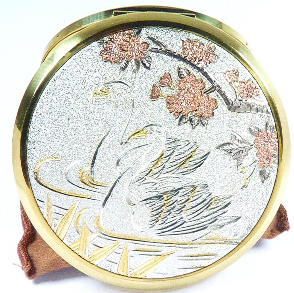 Vintage Oriental Swan Compact Mirror