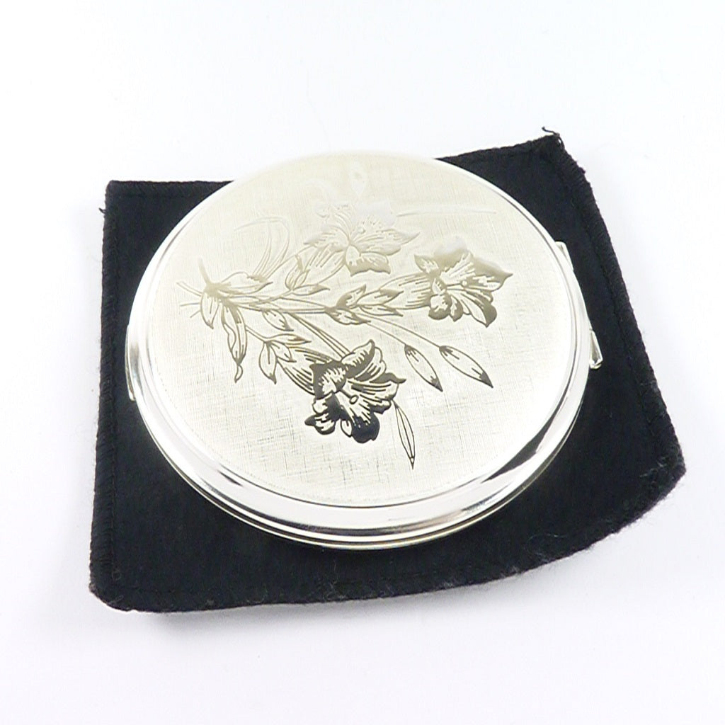 Vintage Silver Flower Makeup Compact