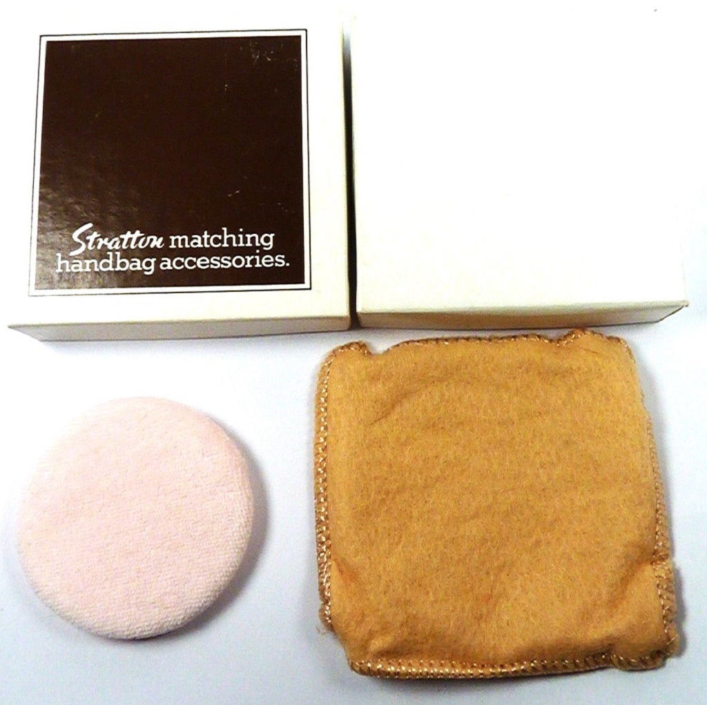 Vintage Stratton Powder Compact Box Pouch And Puff