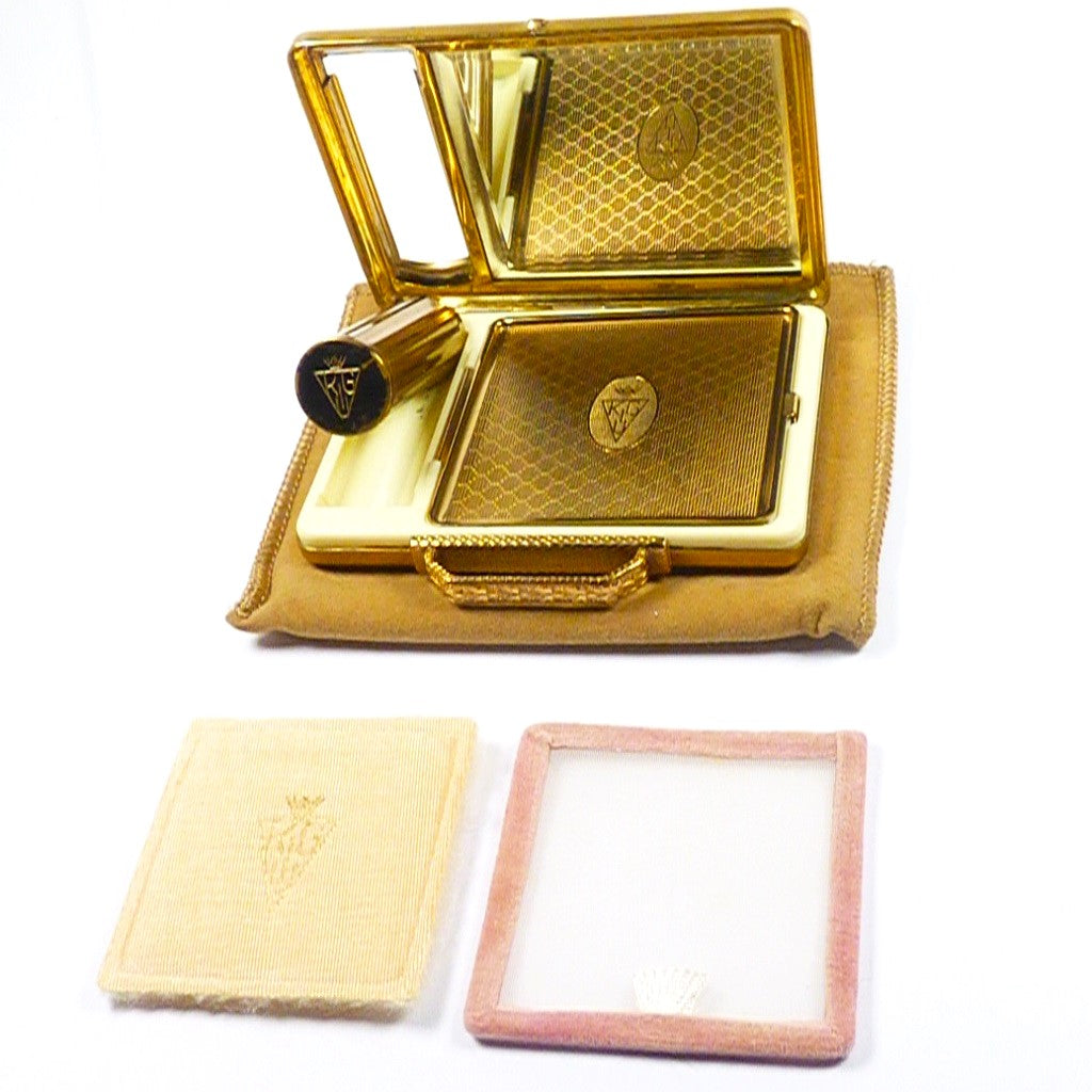 Vintage Unused Kigu Suitcase Powder Compact