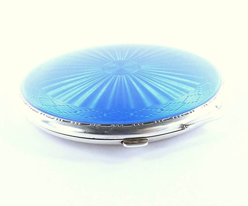 Vivid Blue Sterling Silver And Enamel Compact Mirror
