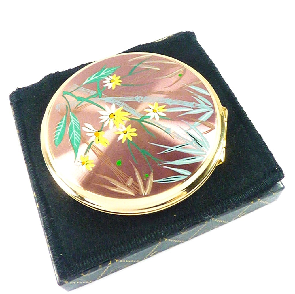 Yellow Flower Max Factor Refillable Foundation Compact Mirror