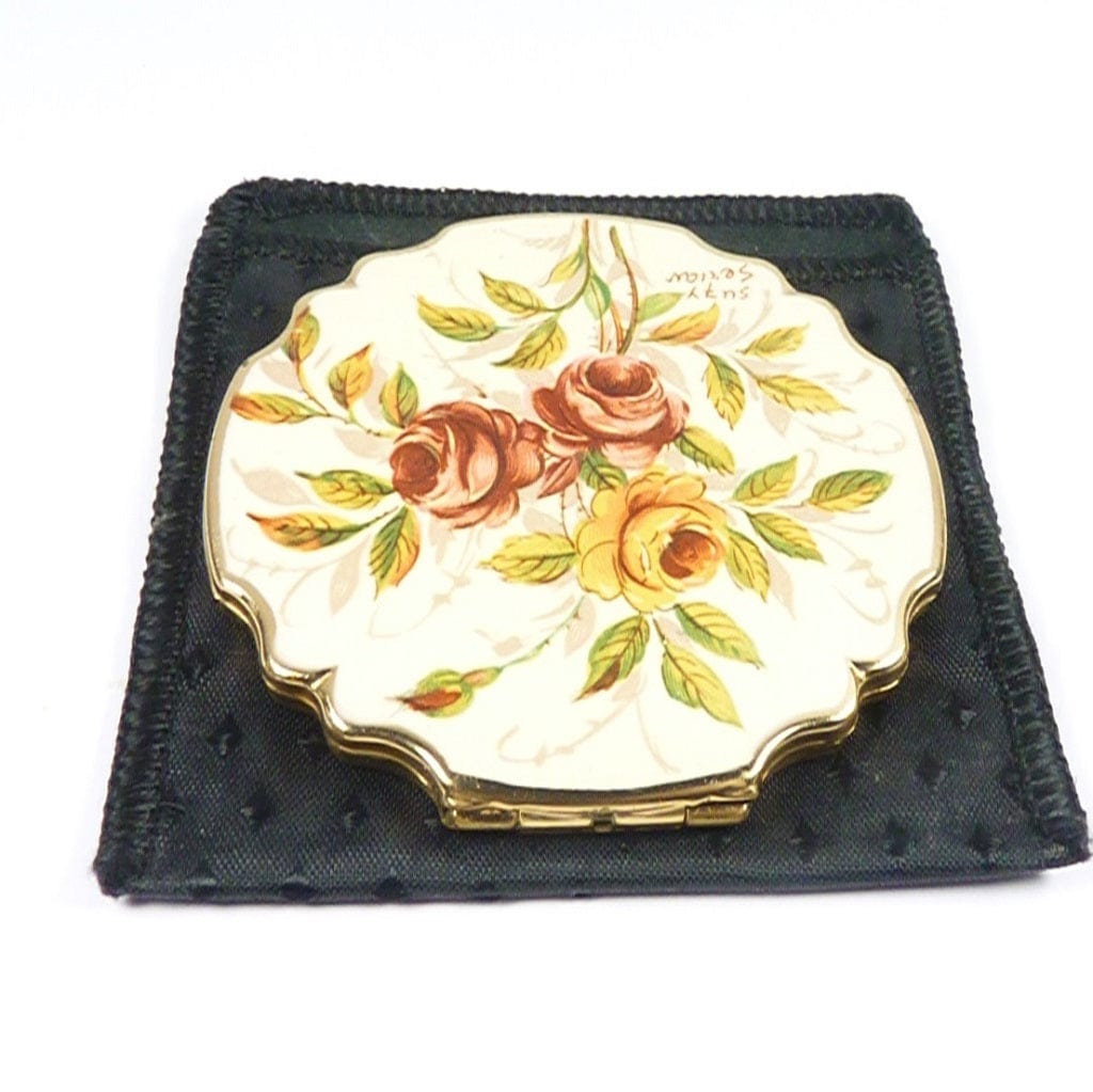 Yellow Pink Roses Vintage Compact Mirror