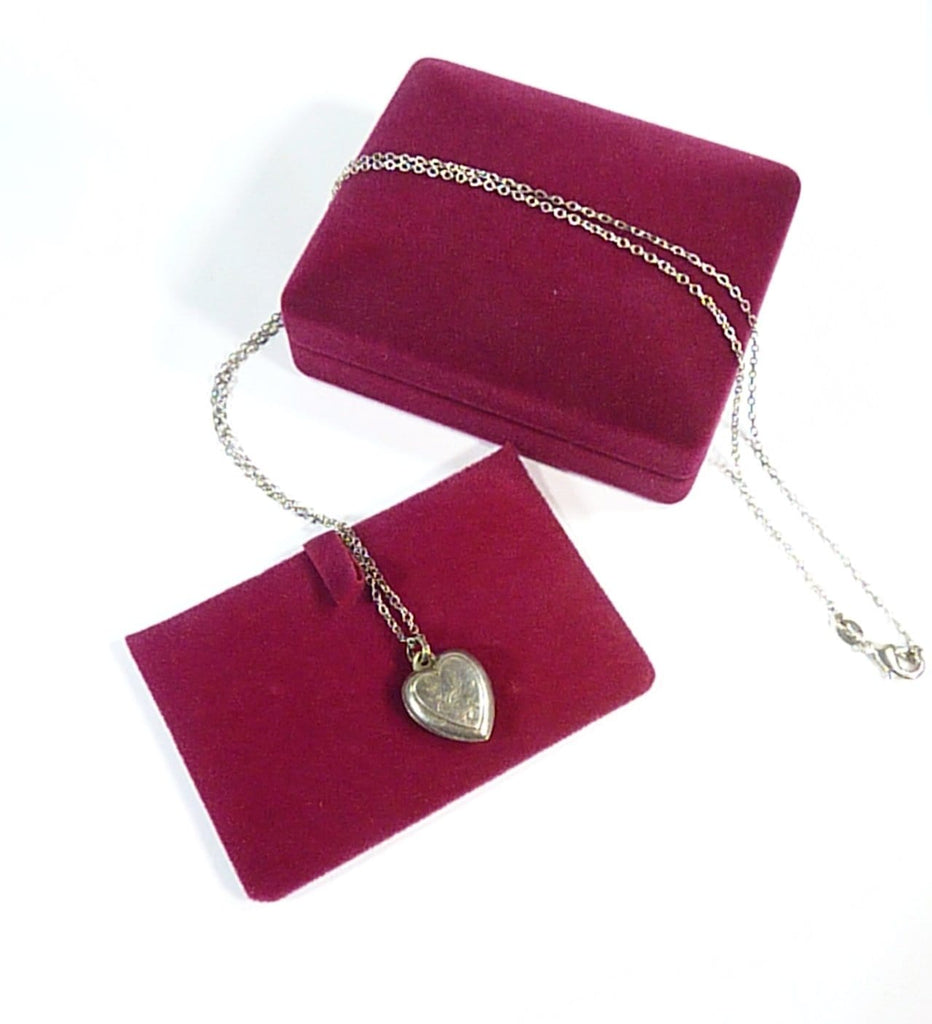 1800s Solid Silver Necklace And Heart Pendant