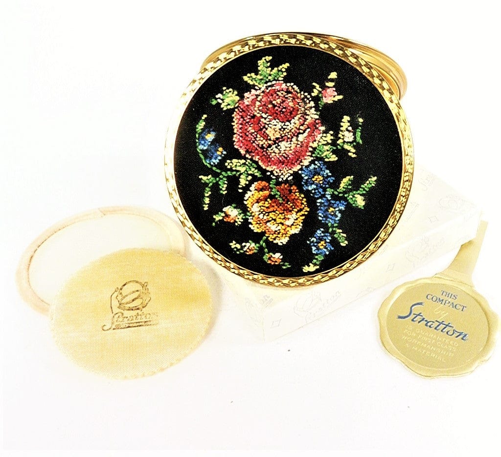 Vintage Powder Compact Embroidered 