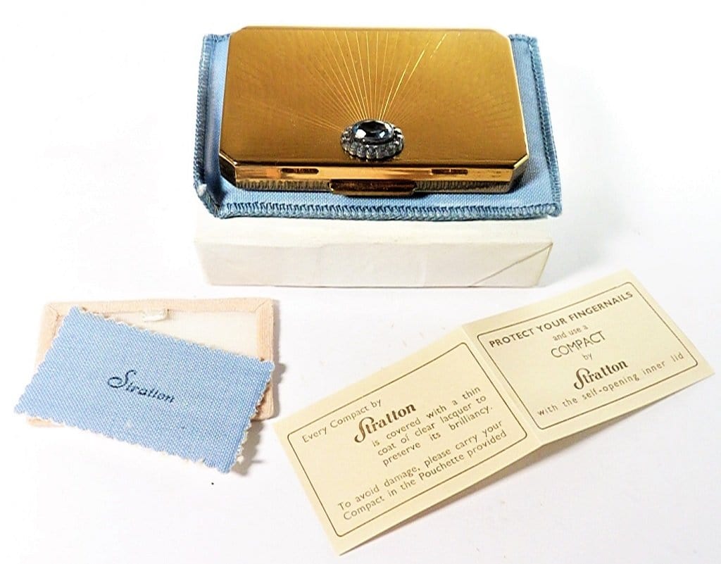 1950s Compact Mirror With Jewel Mount