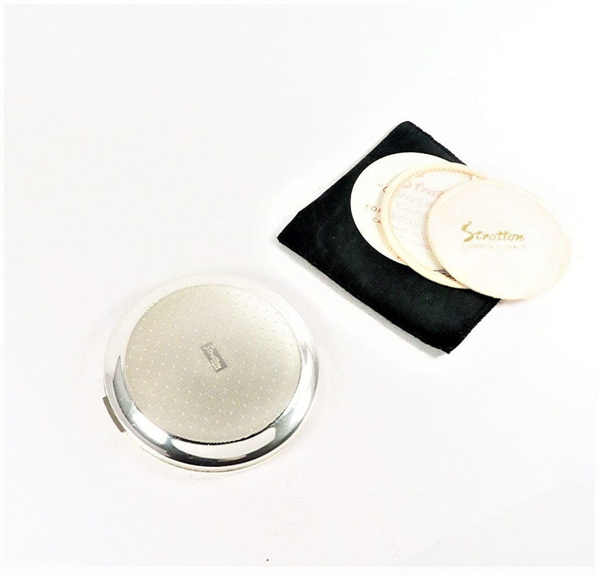 Silver Plated Stratton Compact With Shades Of Blue Flowers Unused 70s ...
