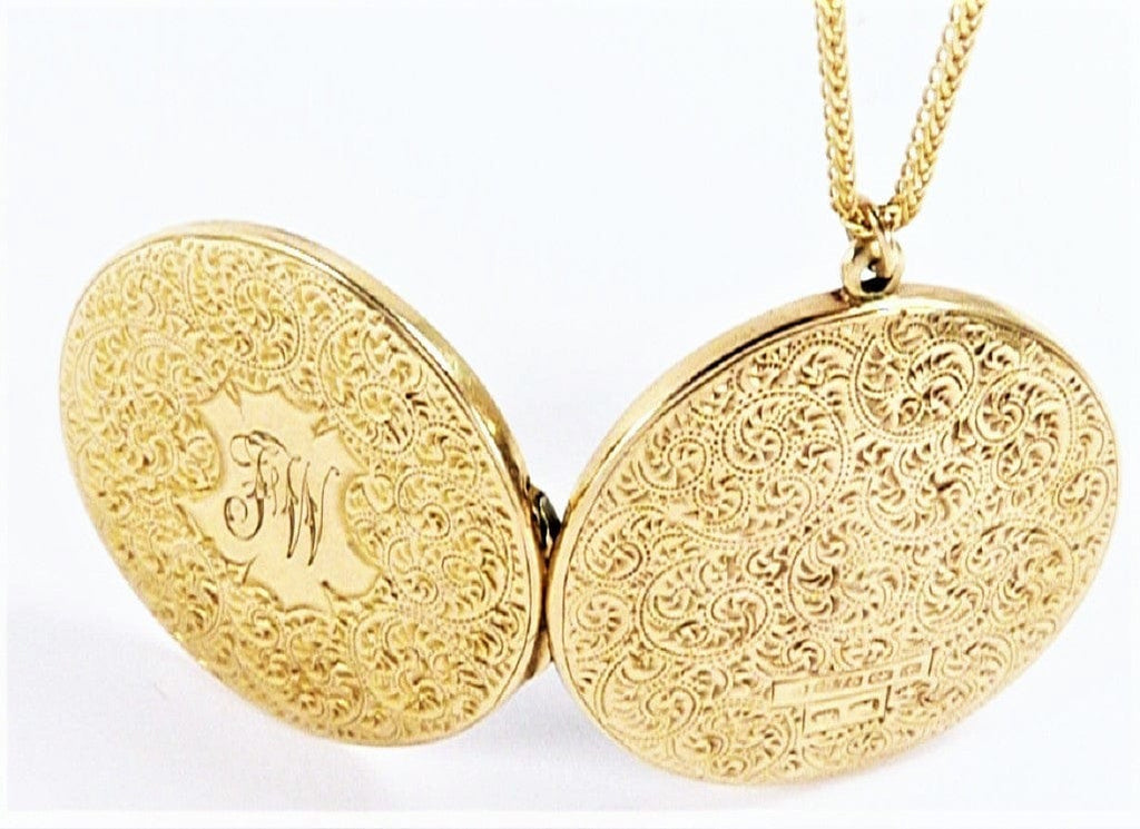 Antique 9 Carat Gold Locket With Gold Necklace