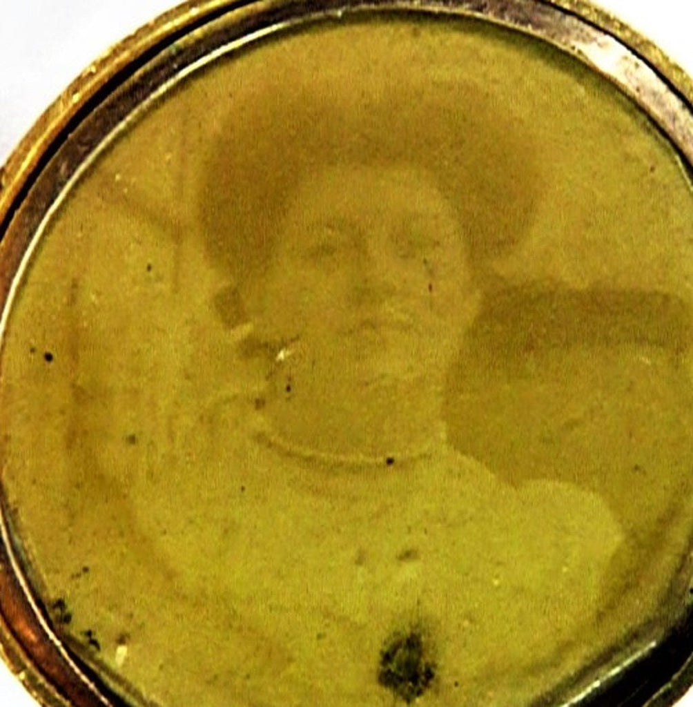 Antique Edwardian Gold Portrait Locket With Original Sepia Photograph