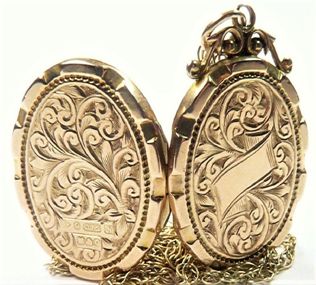 Ornate Yellow Gold Antique Locket And Chain