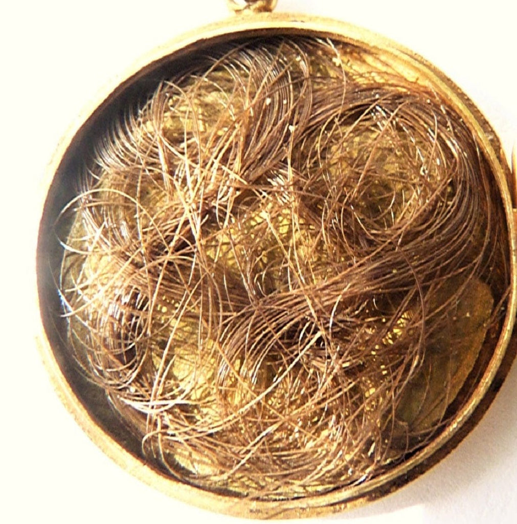 Antique Solid Gold Mourning Locket With Lock Of Hair