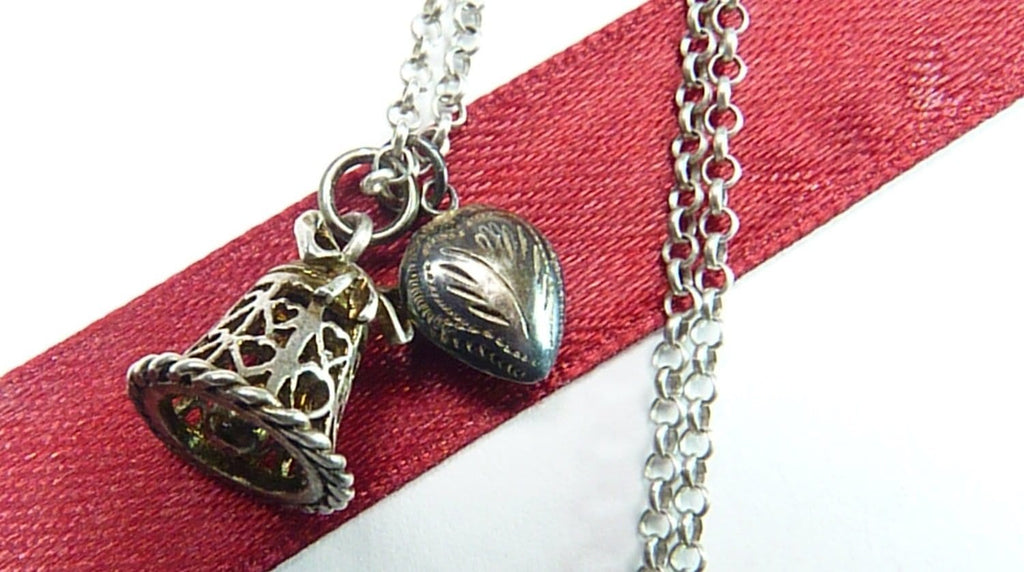 Antique Sterling Silver Wedding Bell Necklace