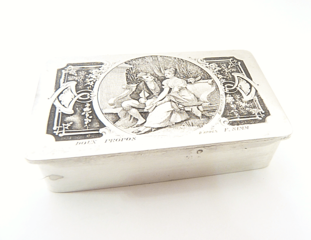 Antique Table Accessory Stamp Box