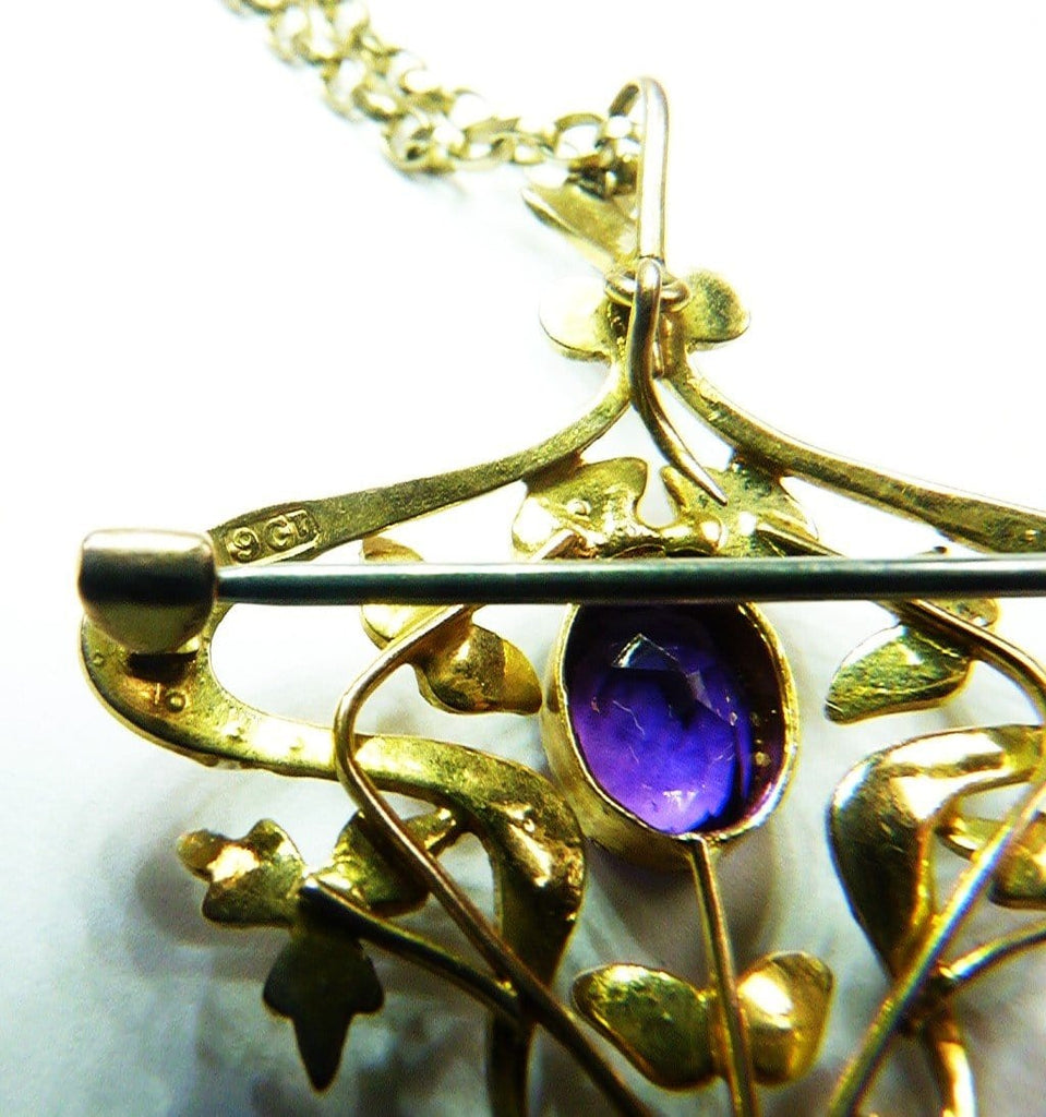 Antique Gold Pendant With Amethysts