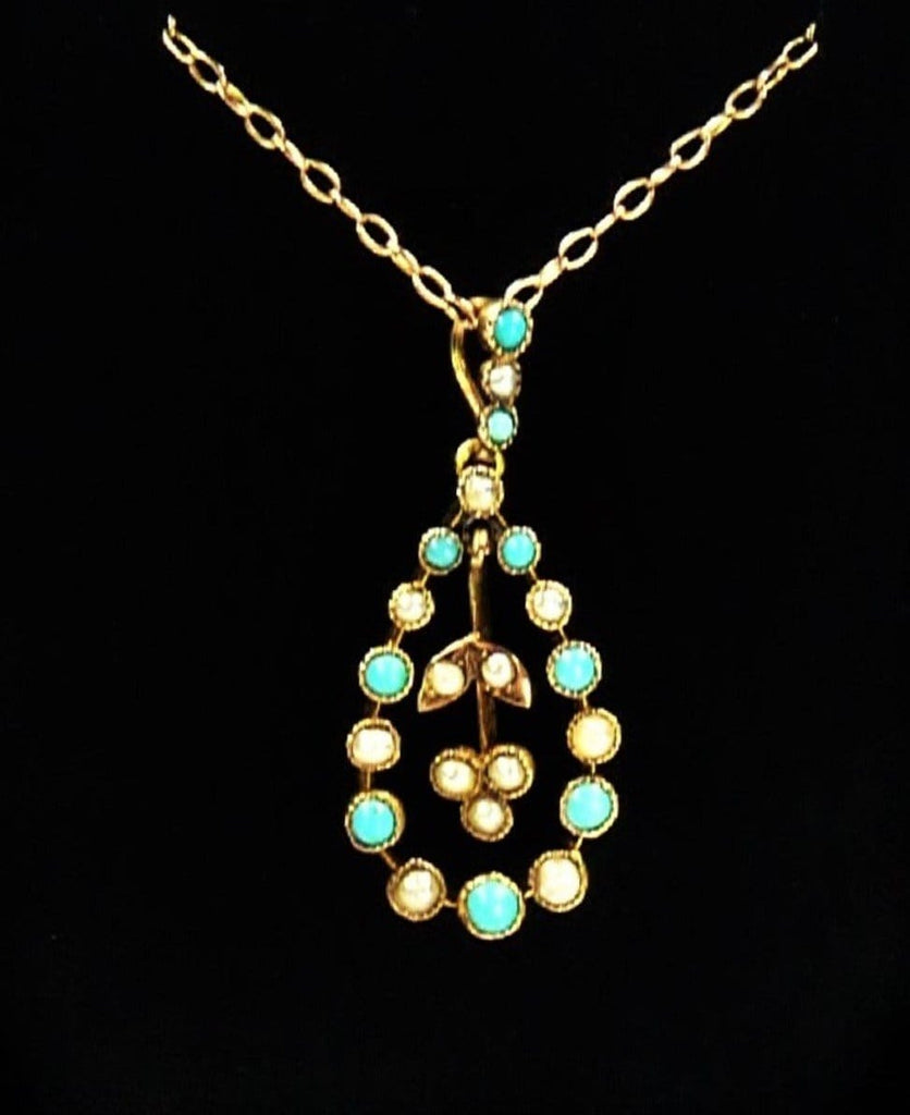 Antique Pearl Turquoise Necklace