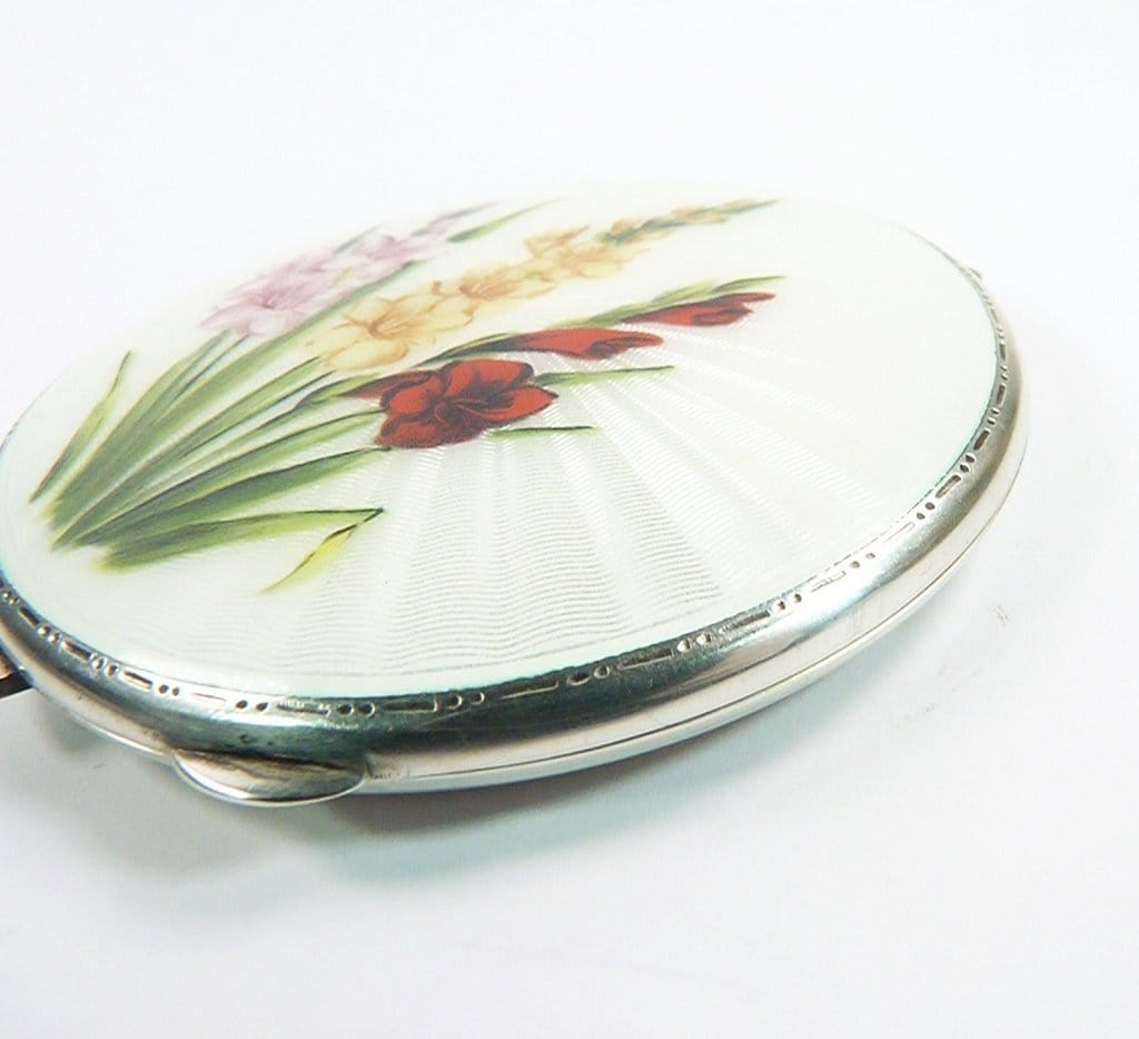 Antique Silver And Enamel Makeup Compact