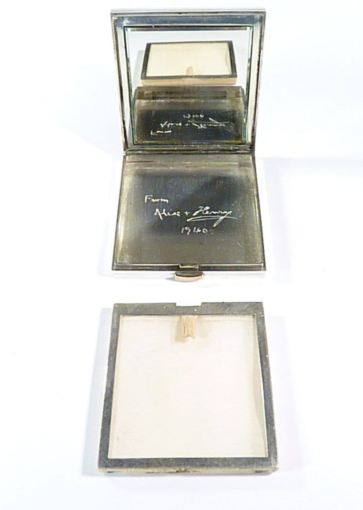 Antique Silver Compact Case With Mirror
