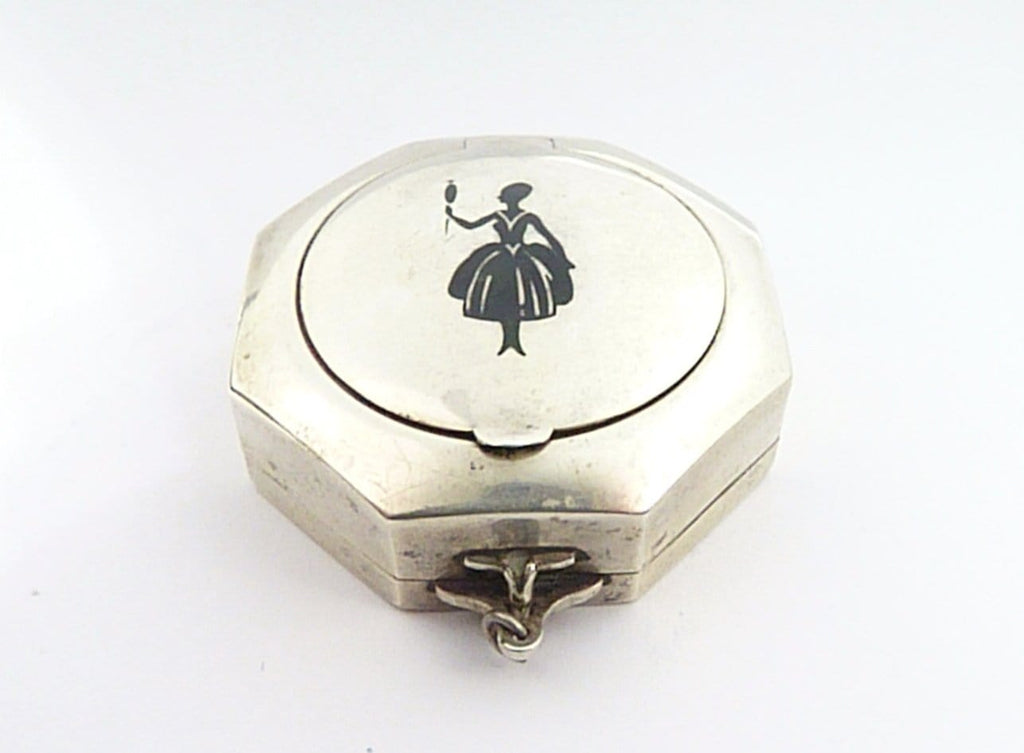 Antique Silver  Femme Powder Box