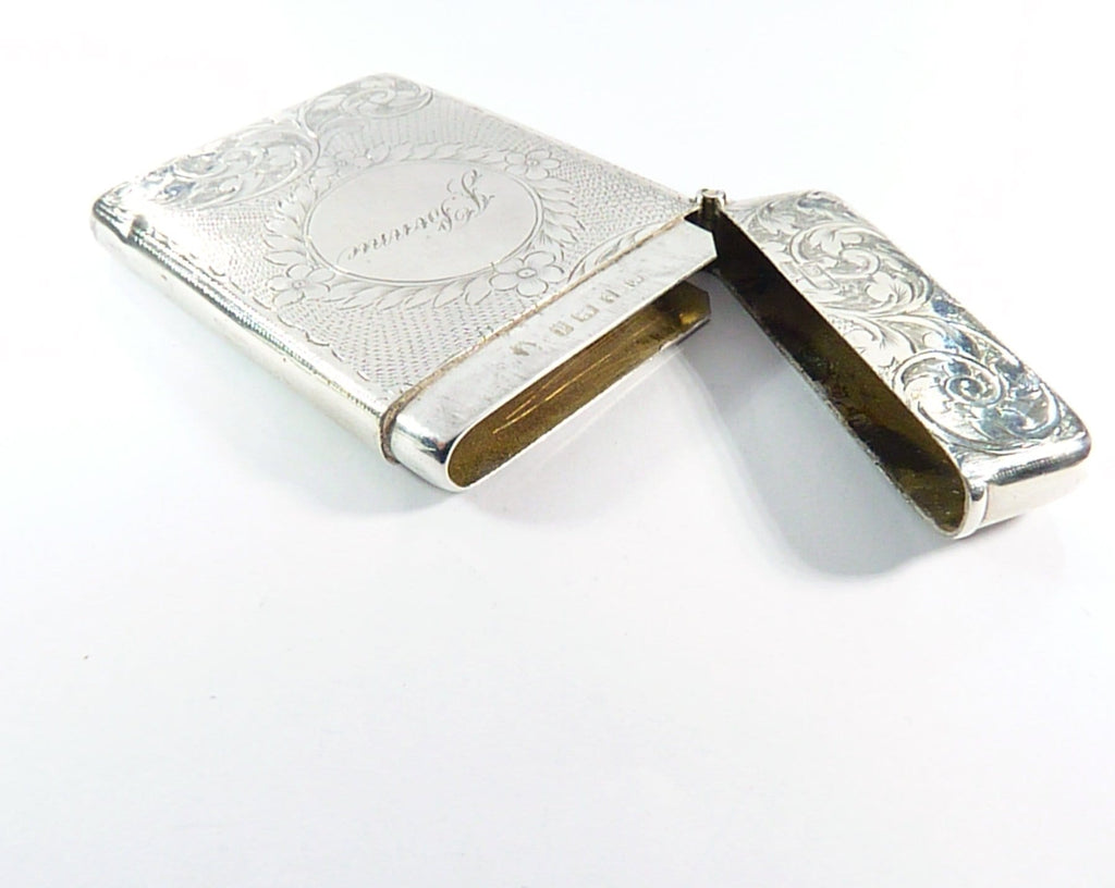 Antique Sterling Bright-Cut Business Card Case