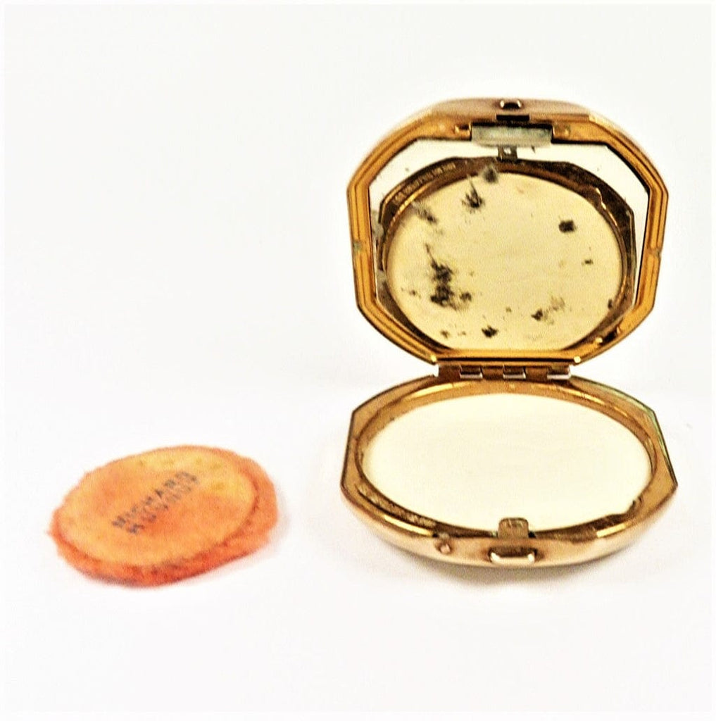 Art Deco Powder Compact With Original Full Pan White Foundation