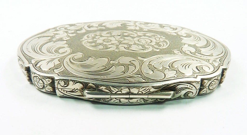 Beautiful Solid Silver Powder Mirror Compact