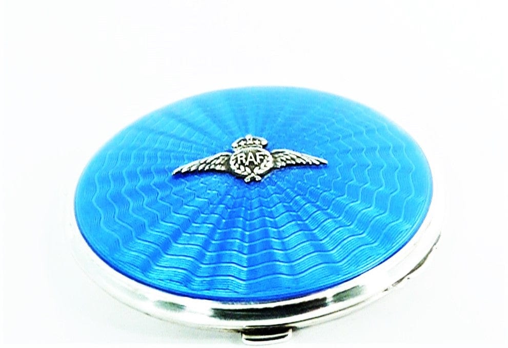 Blue Guilloche Enamel Military Handbag Mirror