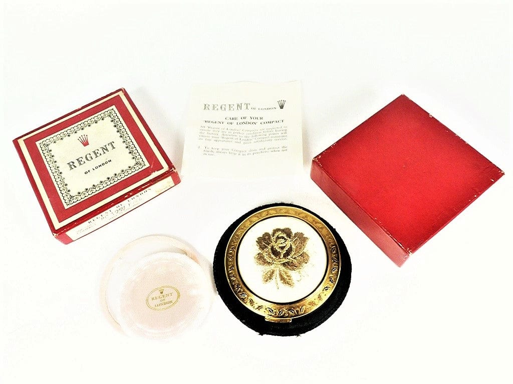 Boxed Golden Vintage Mirror Compact