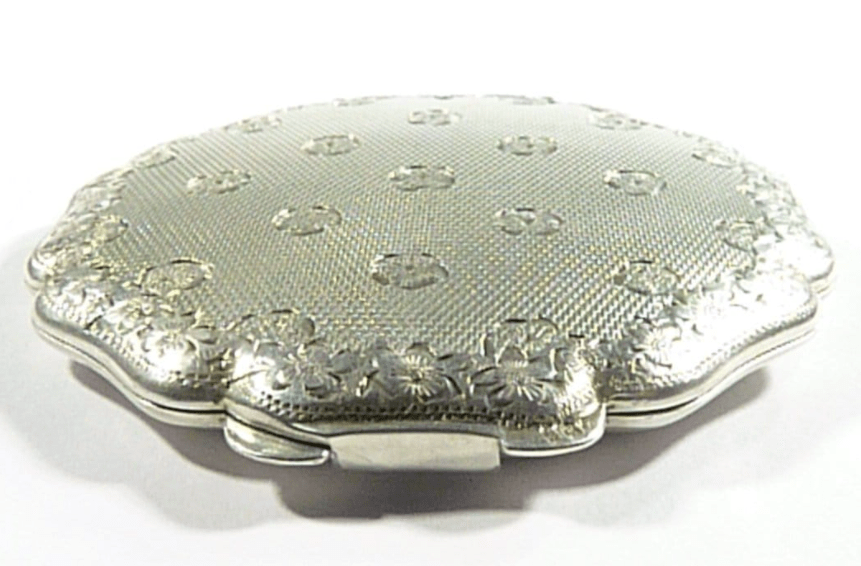 Solid Silver Czechoslovakian Compact Mirror
