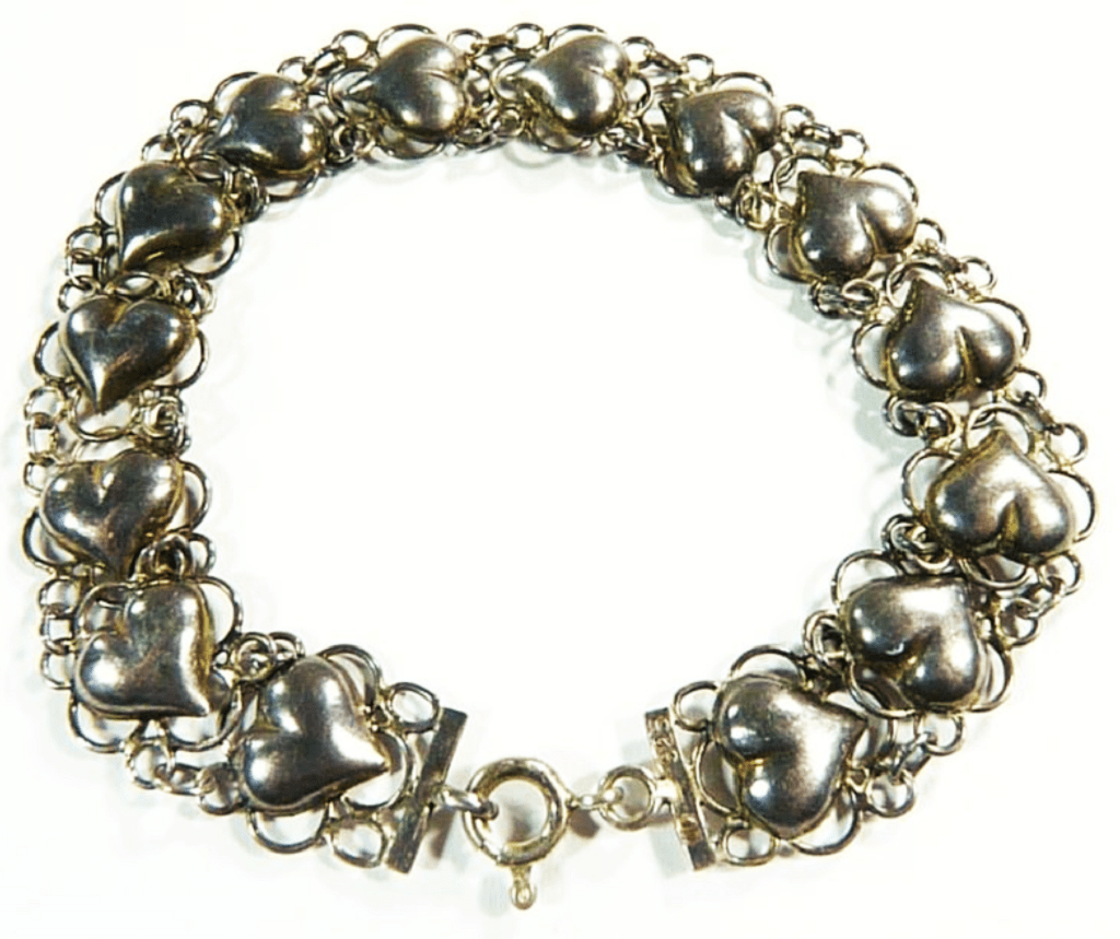 Dark Hearts Silver Hallmarked Bracelet