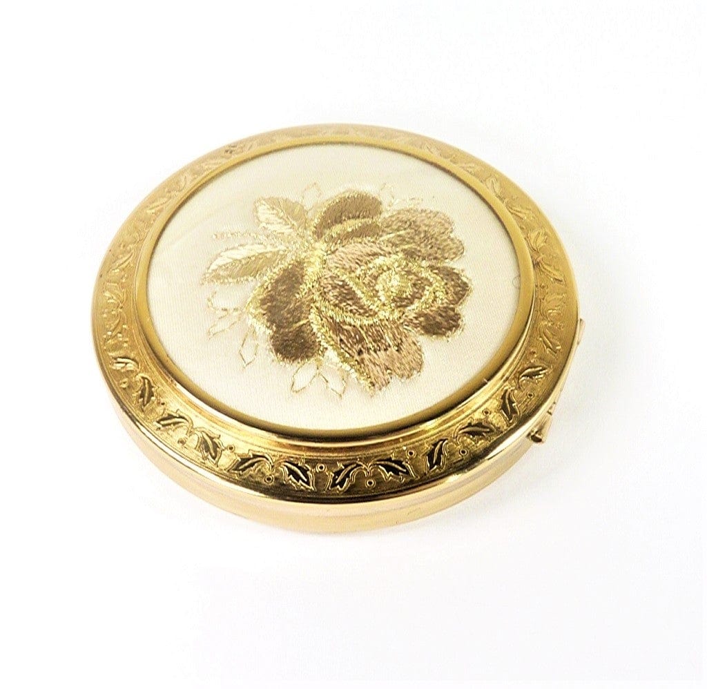 Embroidered Floral Vintage Compact Mirror