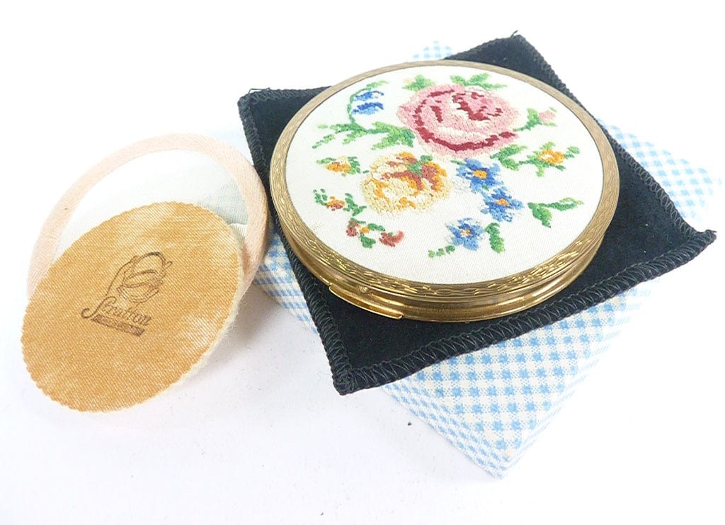 Embroidered Vintage Stratton Compact Mirror