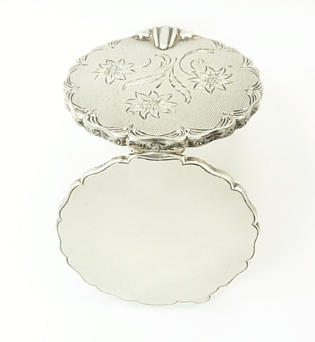 Engraved Silver Handbag Mirror