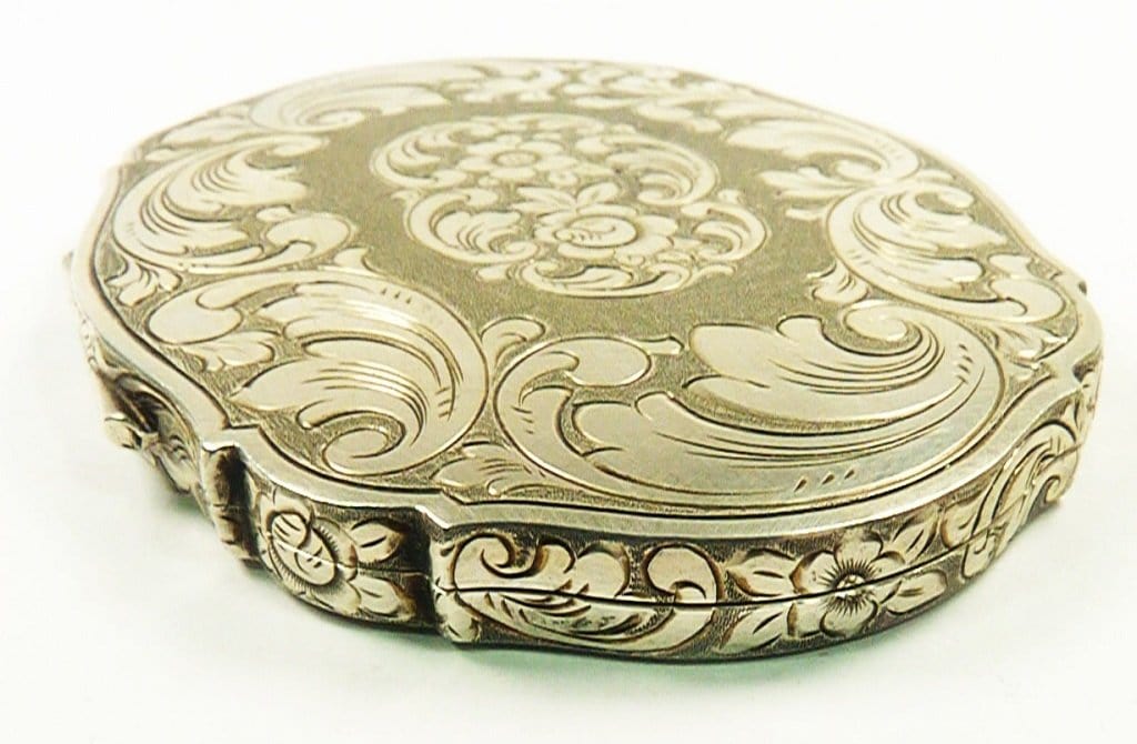 Engraved Silver Makeup Compact