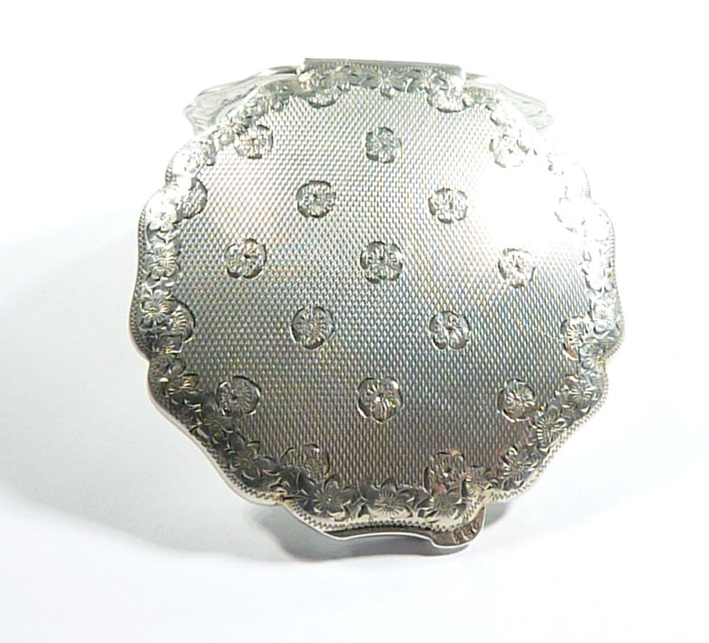 Engraved Solid Silver Compact Mirror