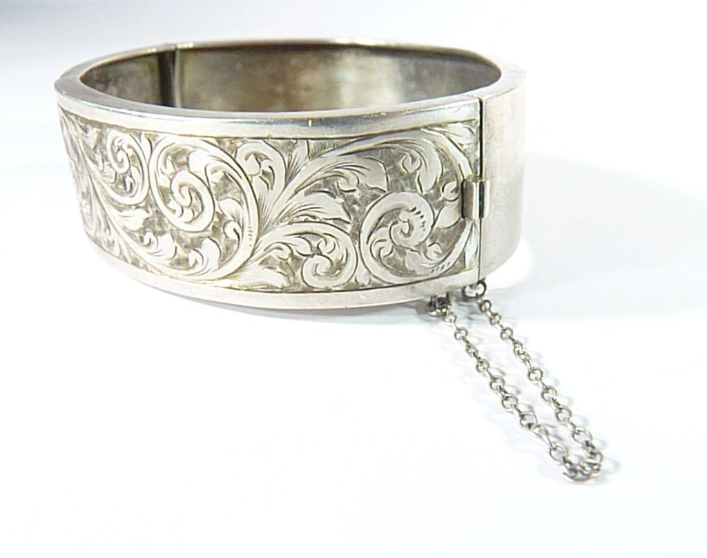 Engraved Victorian Silver Bracelet