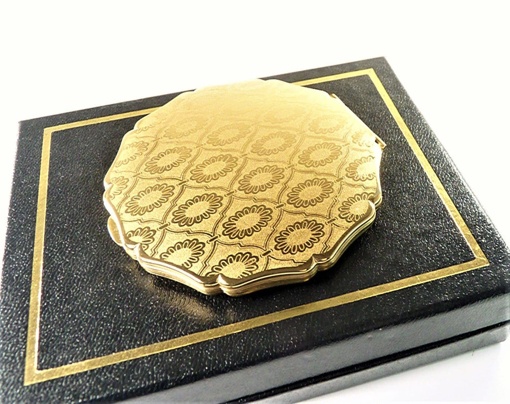 Gilt Pattern Gold Plated Vintage Powder Compact
