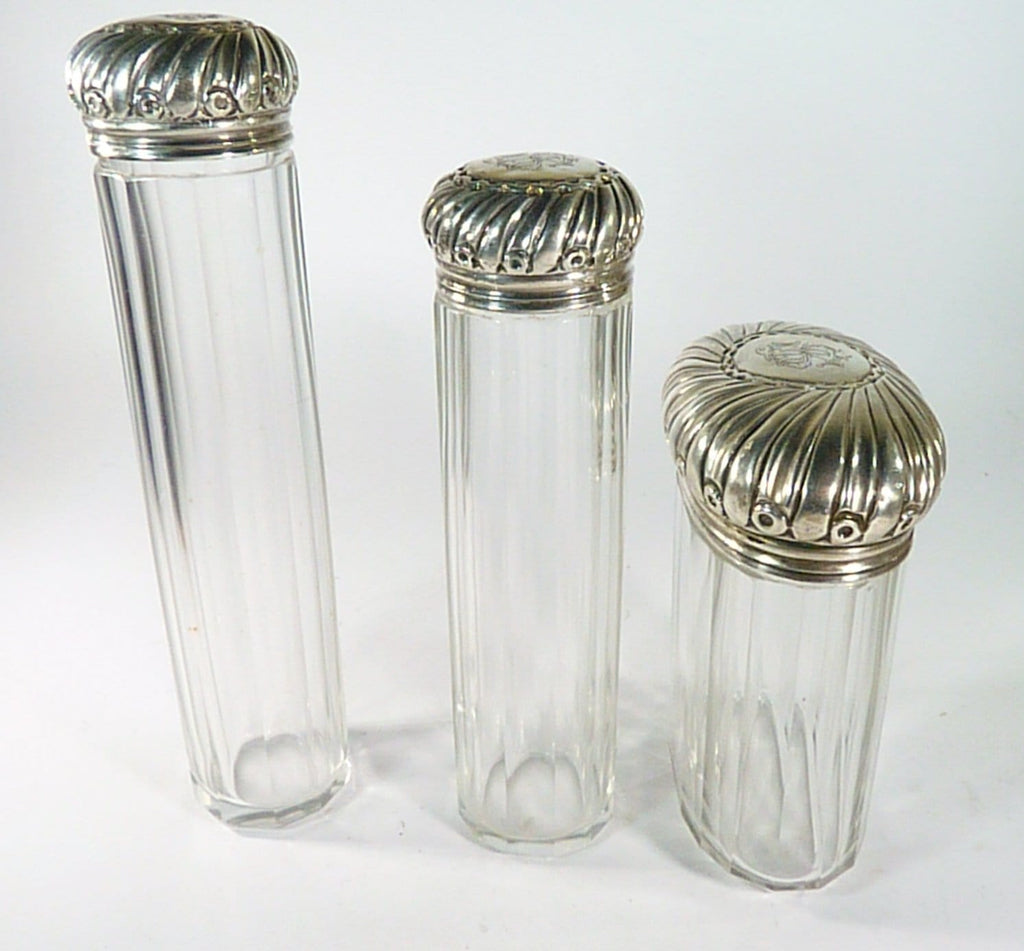 Glass And Silver Victorian Vanity Jars