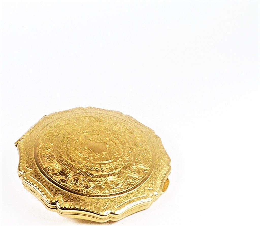 Glorious Golden Enamel Handbag Mirror