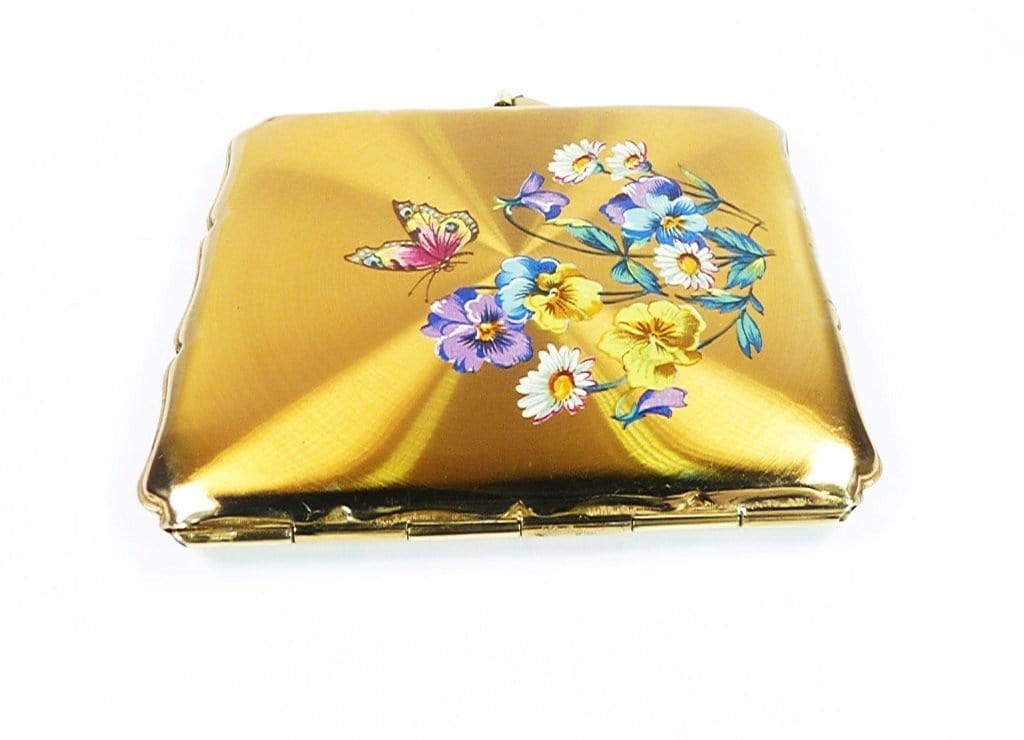 Golden Enamel Stratton Butterfly Business Card Case