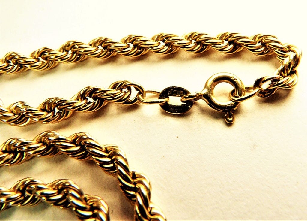 Hallmarked Gold Twisted Rope Chain Necklace