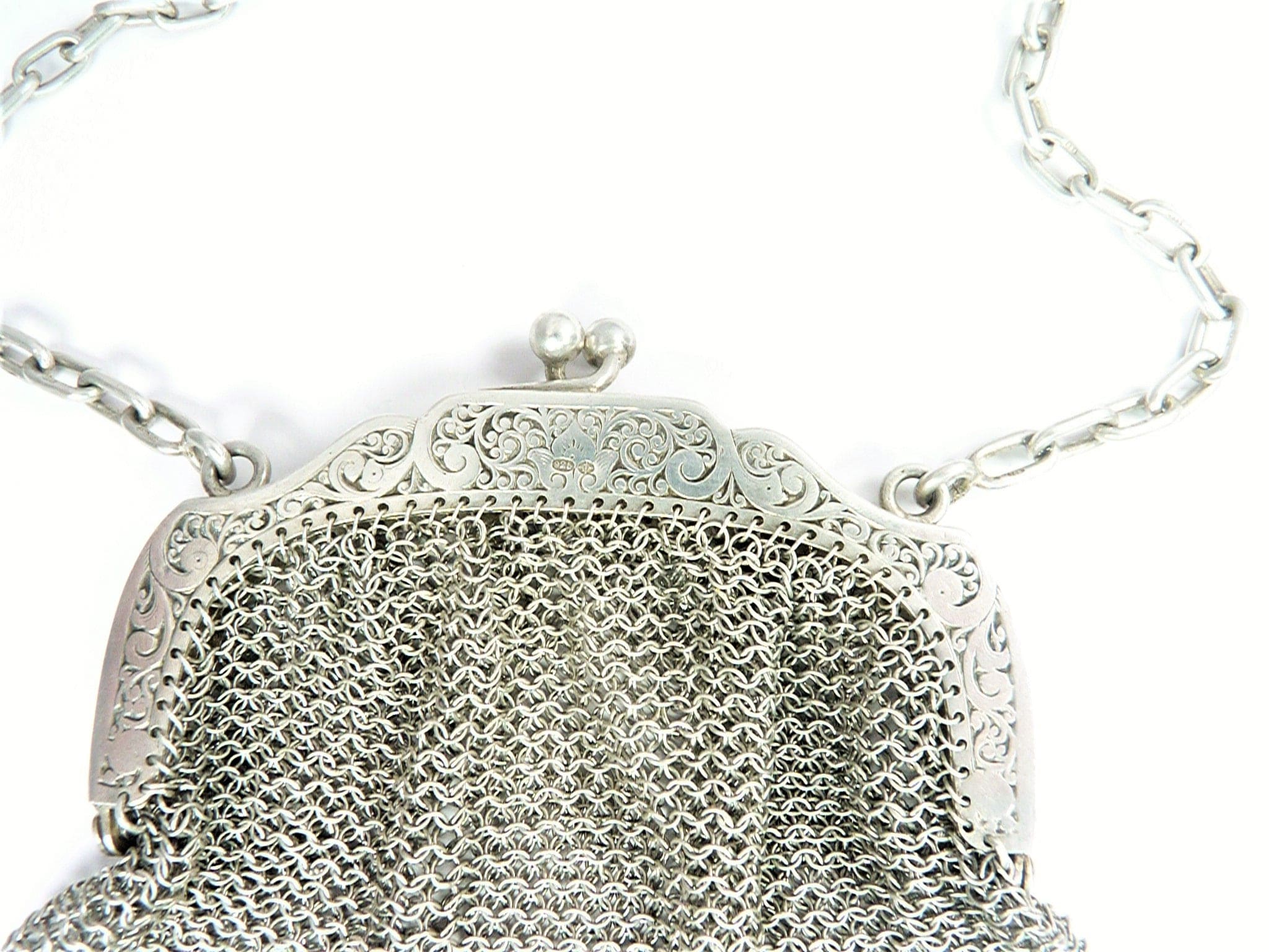 Antique Silver Chatelaine 12 Tassel Flat Ring Chain Mail Mesh Purse 1890s |  eBay