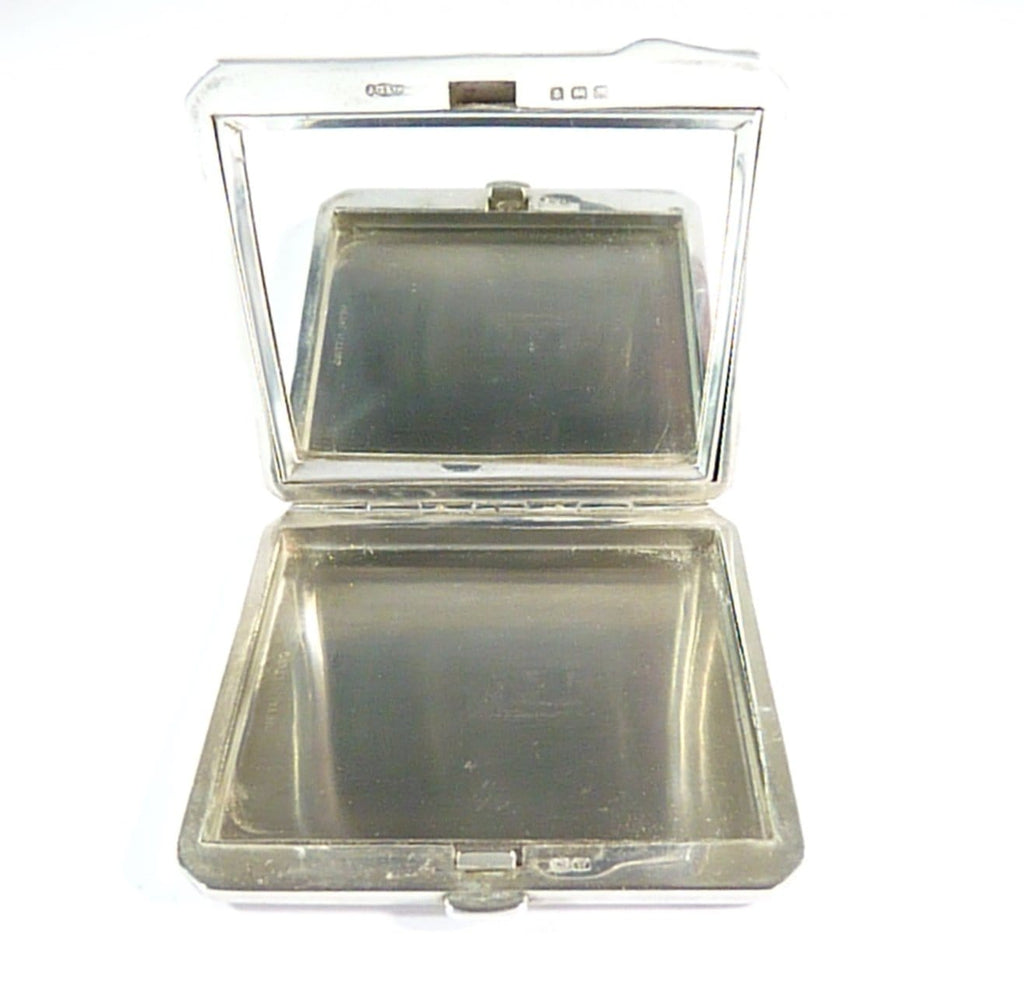 Hallmarked Engraved Silver Compact Mirror