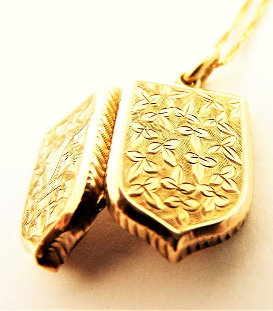 Ivy Shield Locket Antique Hallmarked Gold
